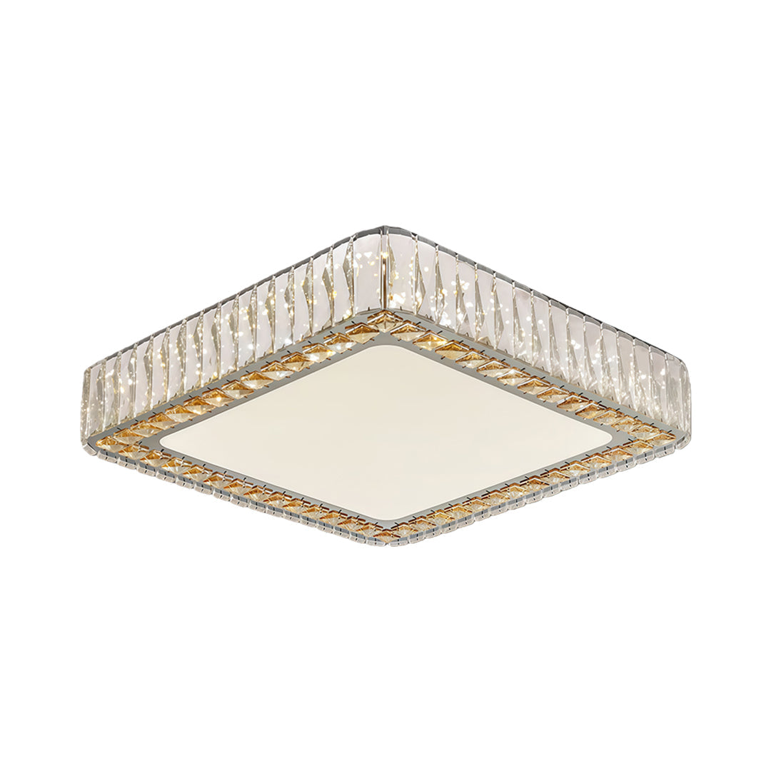 This crystal ceiling light blends clean modern design with subtle luxury, creating an elegant focal point for contemporary spaces.