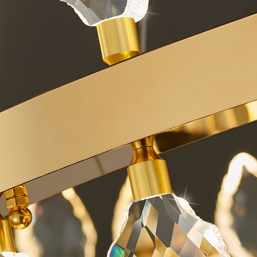 This crystorama chandelier blends italian design with sparkling crystal elements, offering luxurious illumination for dining and living spaces.