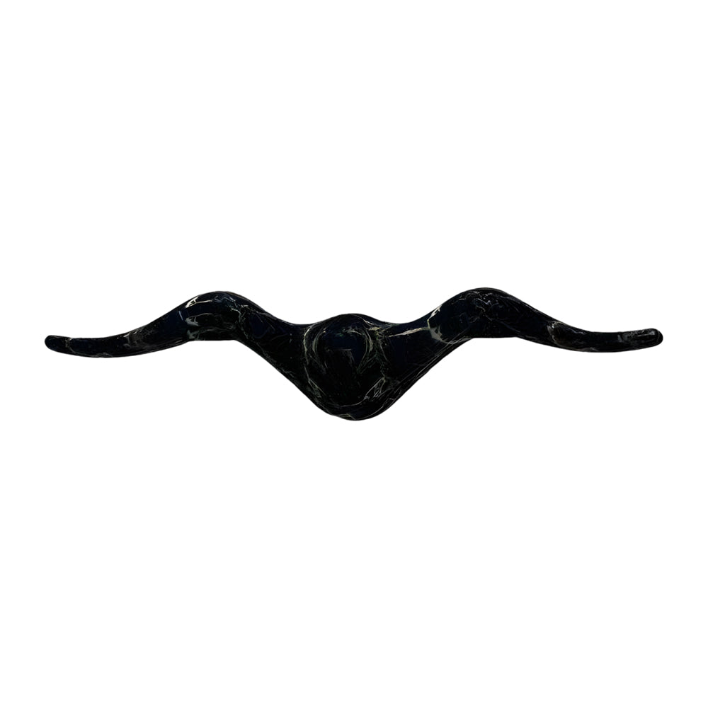 Sleek black wavy two light outdoor wall sconce featuring contemporary curved silhouette