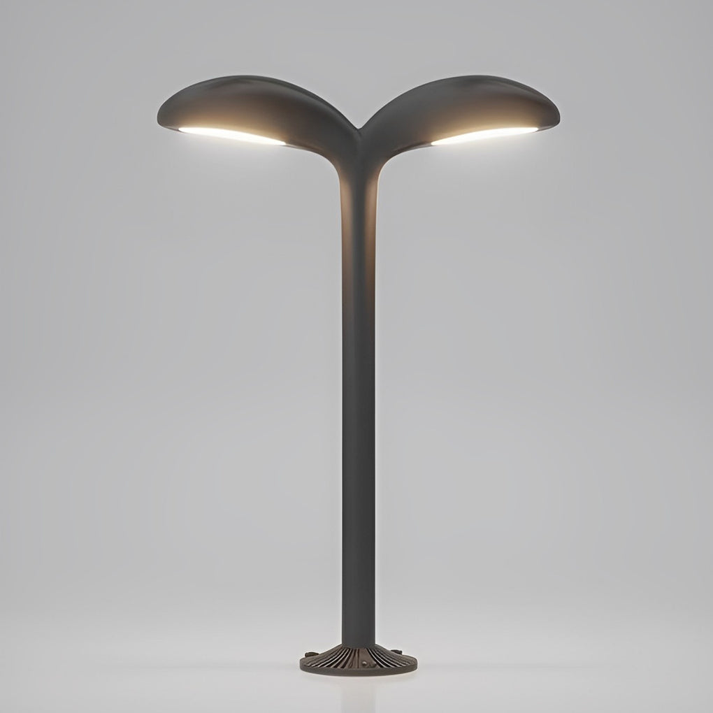 Curved path light with multiple units arranged for modern outdoor lighting.