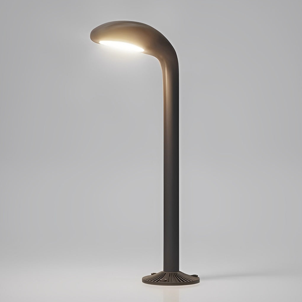 Curved path light with side view showing depth and light diffusion.
