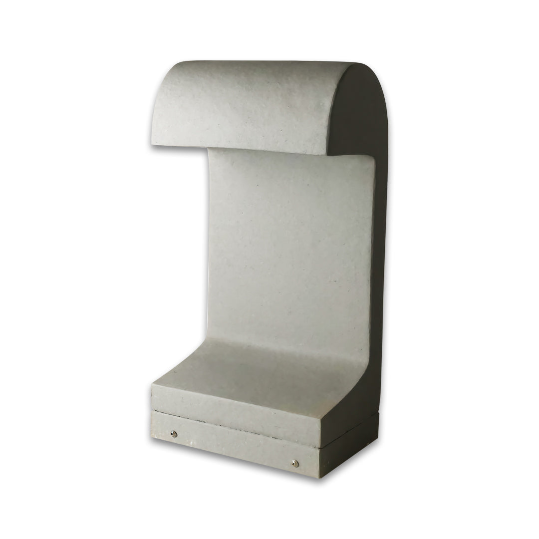 Contemporary curved-top outdoor bollard light displayed on a clean white background for modern landscape led lighting applications.