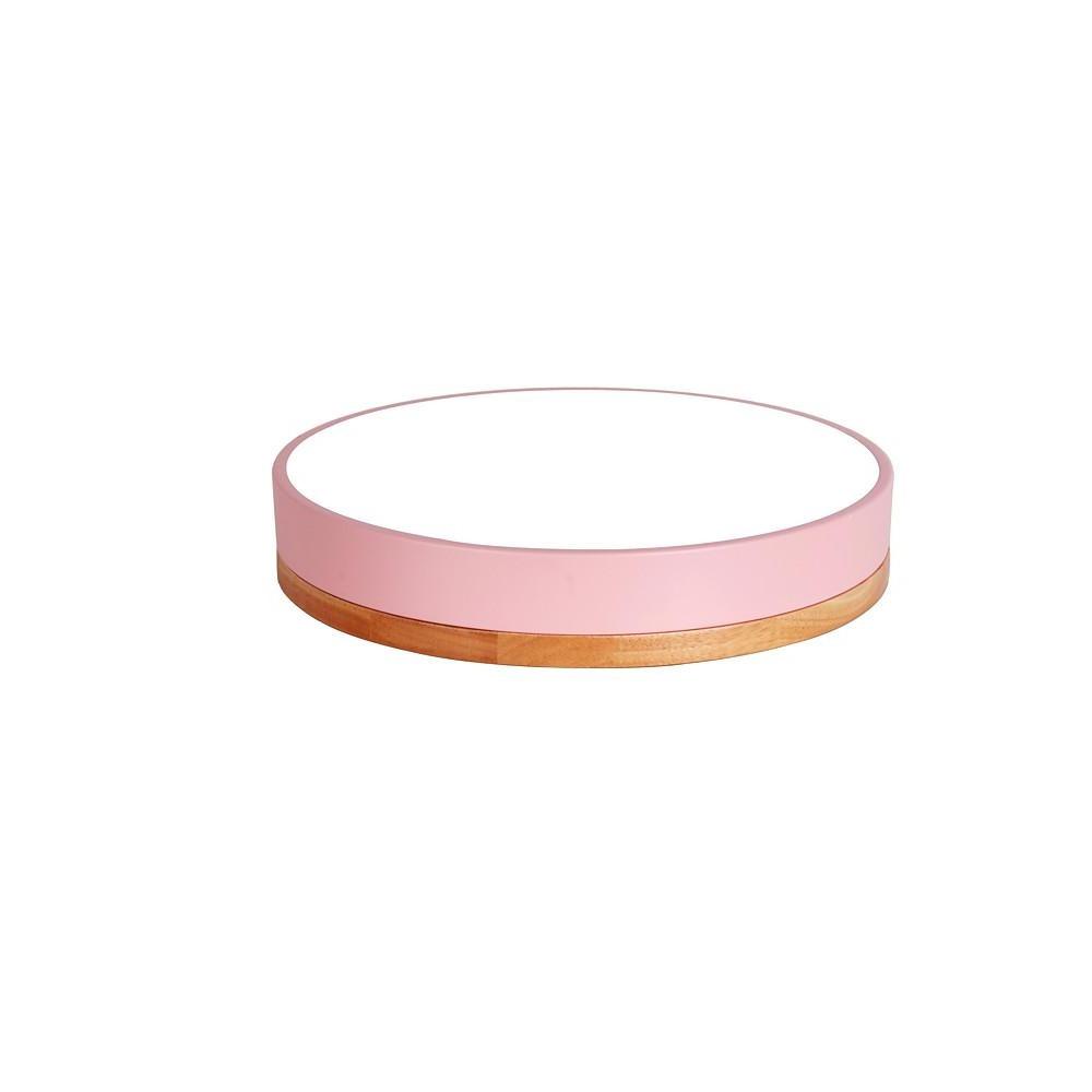 Circular Drum Flush Mount Light Metal Wood LED Bedroom Ceiling Lights for Baby Kids