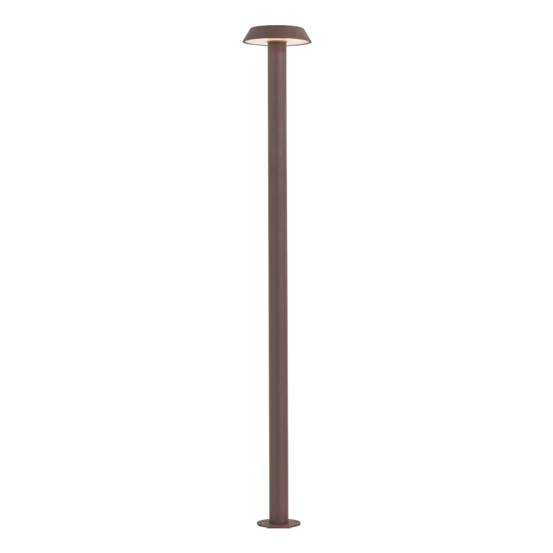 Dark bronze modern path lighting LED fixture with a clean cylindrical body and wide circular top.