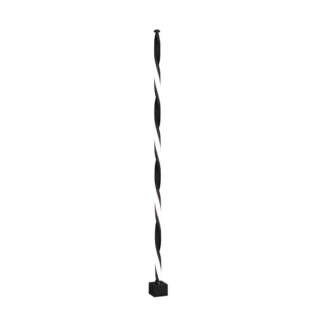 Decorative garden lighting single product view with spiral form and ground stake base.