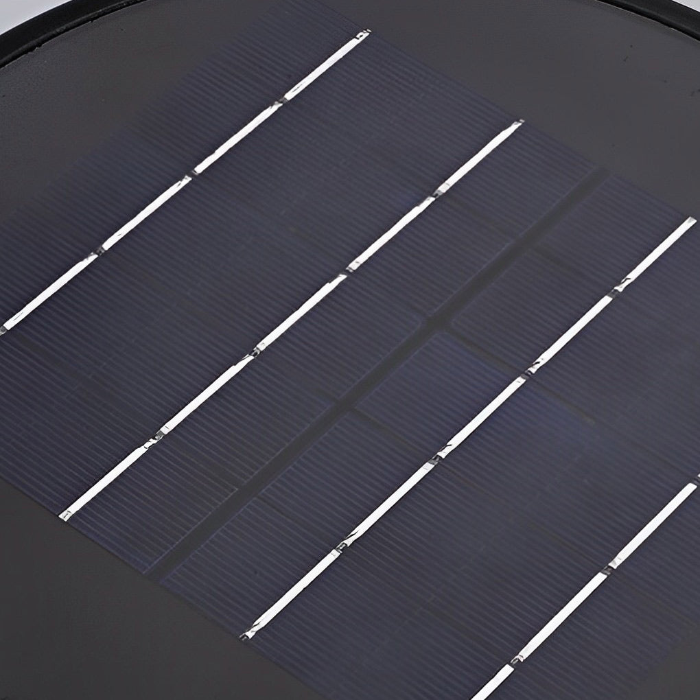 Decorative solar path lights solar panel close-up, highlighting efficient solar charging surface on the top.
