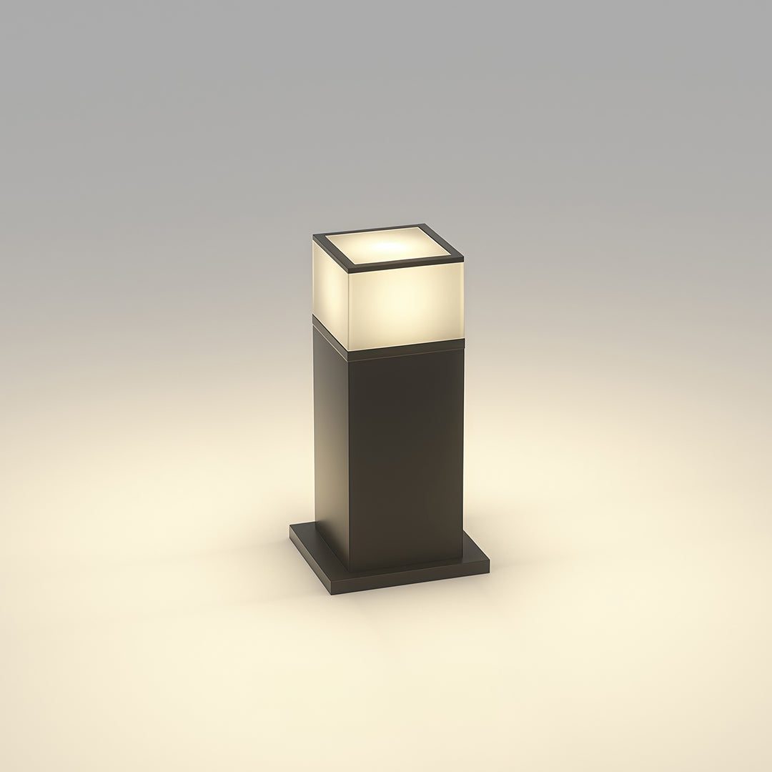 Detailed view of a pathway yard light, showcasing the design and light diffusion.