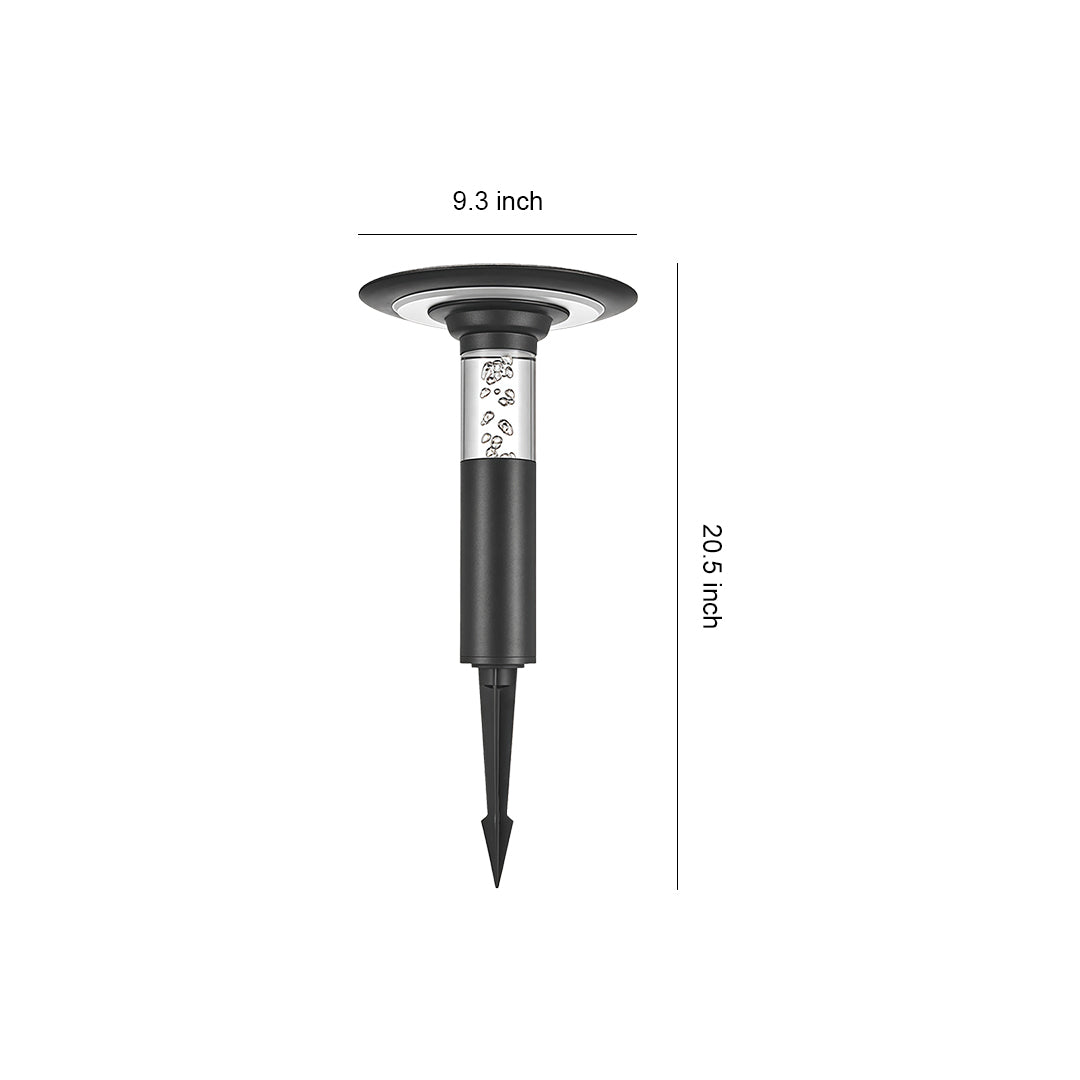 Dimension guide for the outdoor path lights solar stake, showing a total height of 15.1 inches and a top width of 5.3 inches.