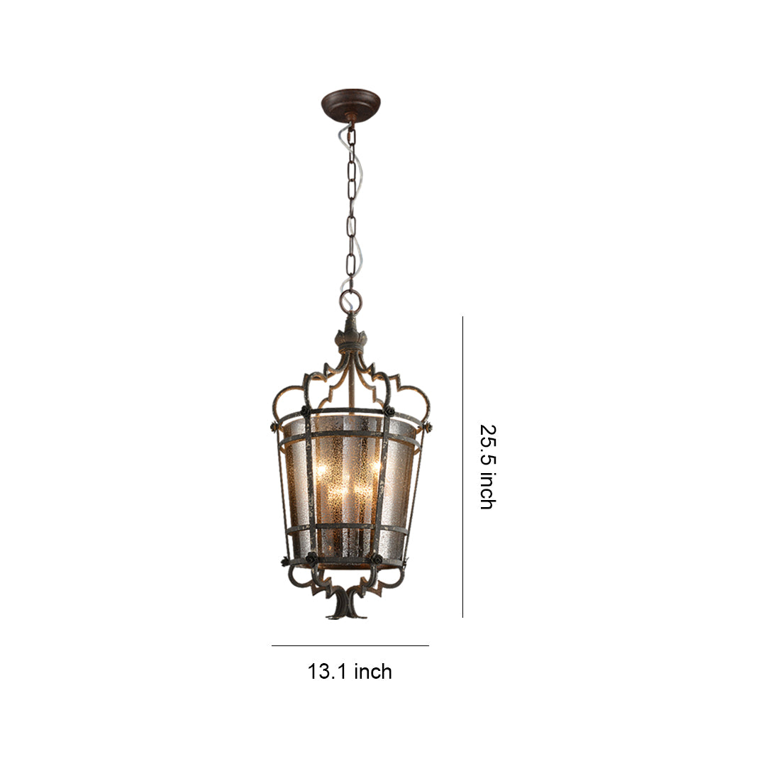 Dimensions graphic for the Italian pendant light, detailing its 13.1-inch width and 26.5-inch height, ideal for high ceilings or foyers.
