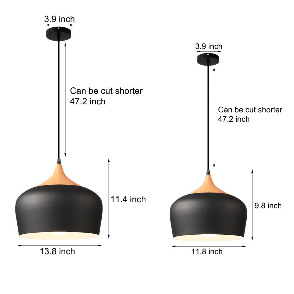 Dome Pendant Light with Wood Detail - Modern 1 - Light Island Fixture