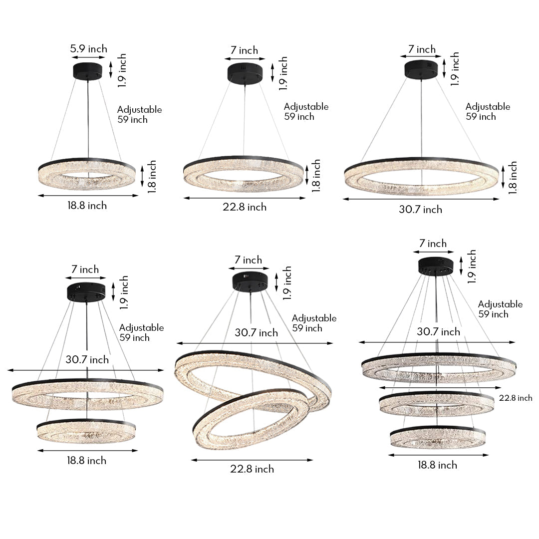 Modern double circle pendant light with a sleek metallic frame, creating an elegant layered effect.