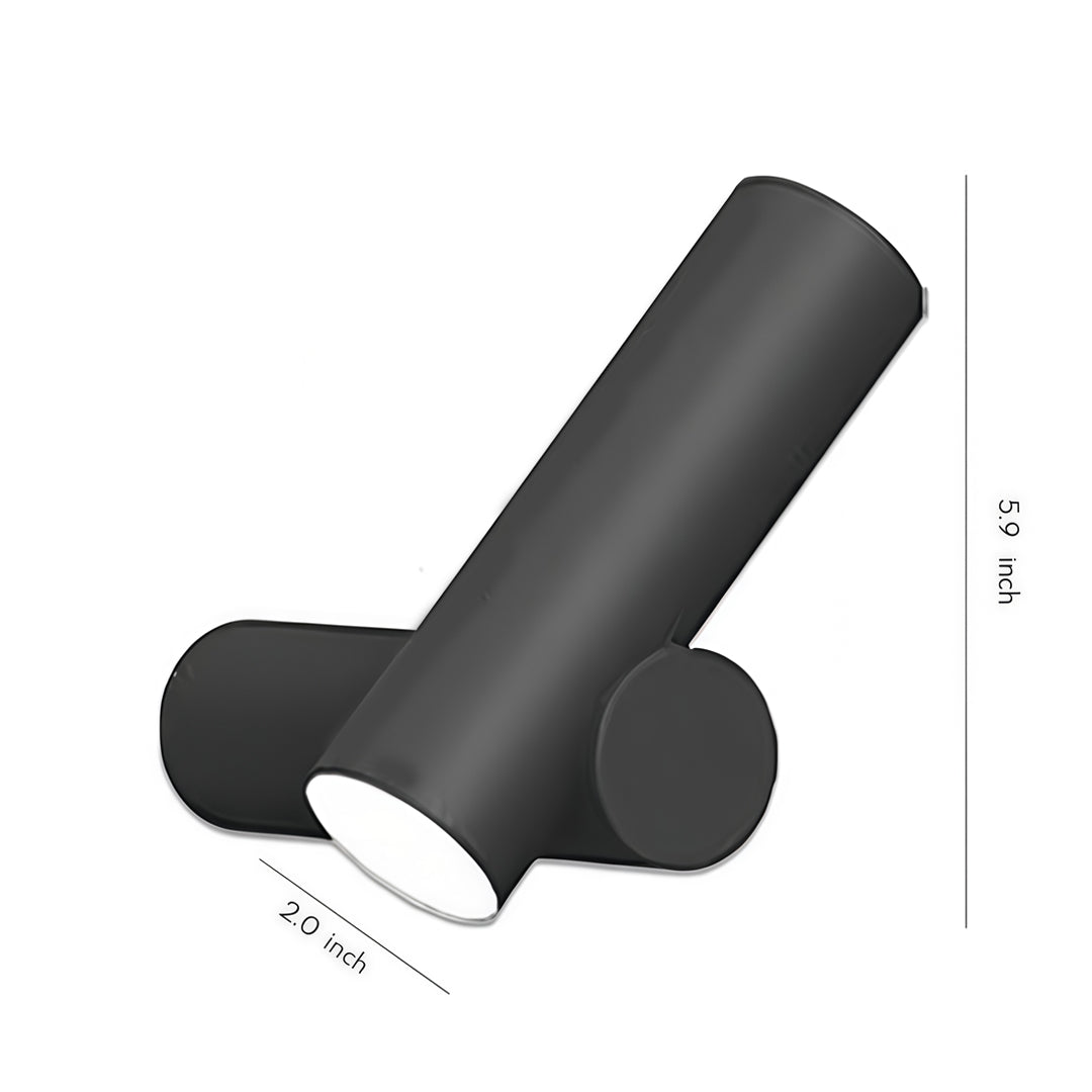 Modern dual-head cylindrical spotlight wall lights with clean black finish displayed on a white background.
