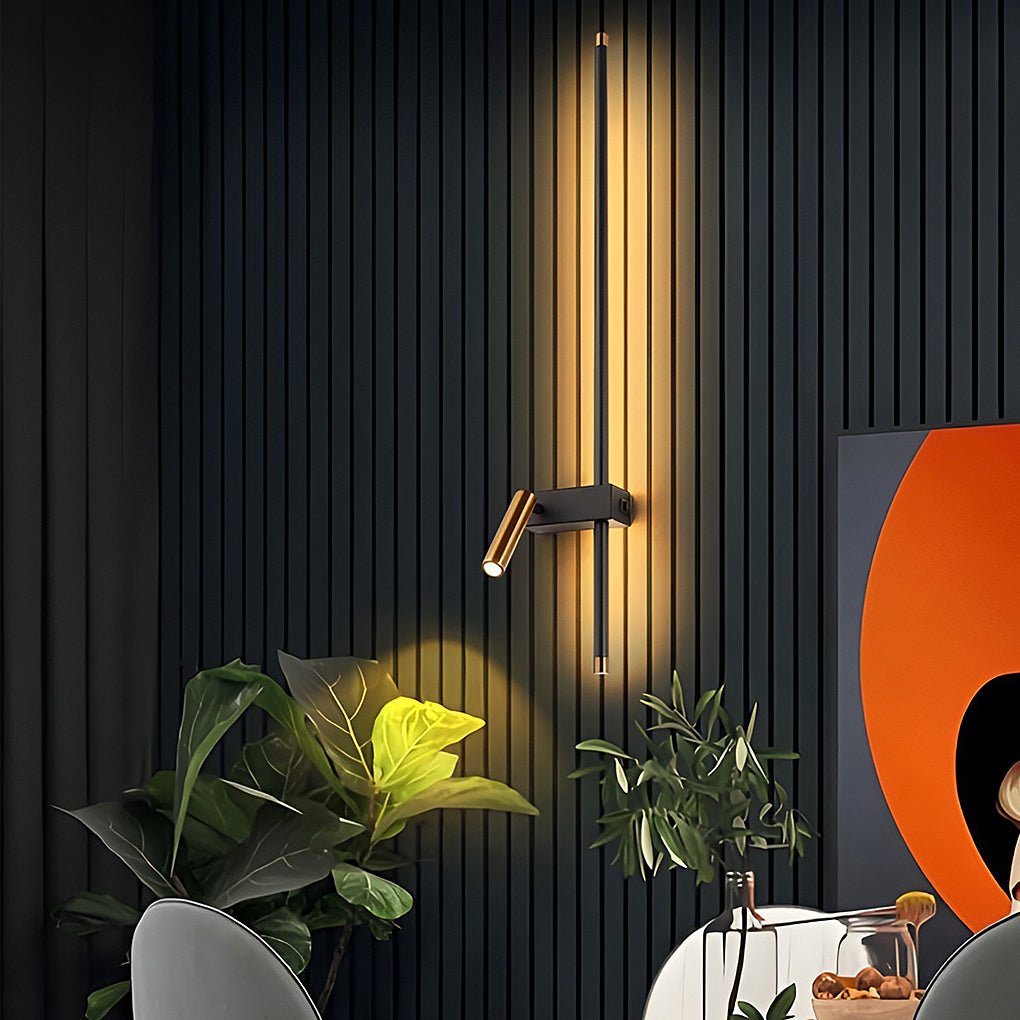 Decorative wall panel paired with a brass detail dual light wall sconce for layered lighting.