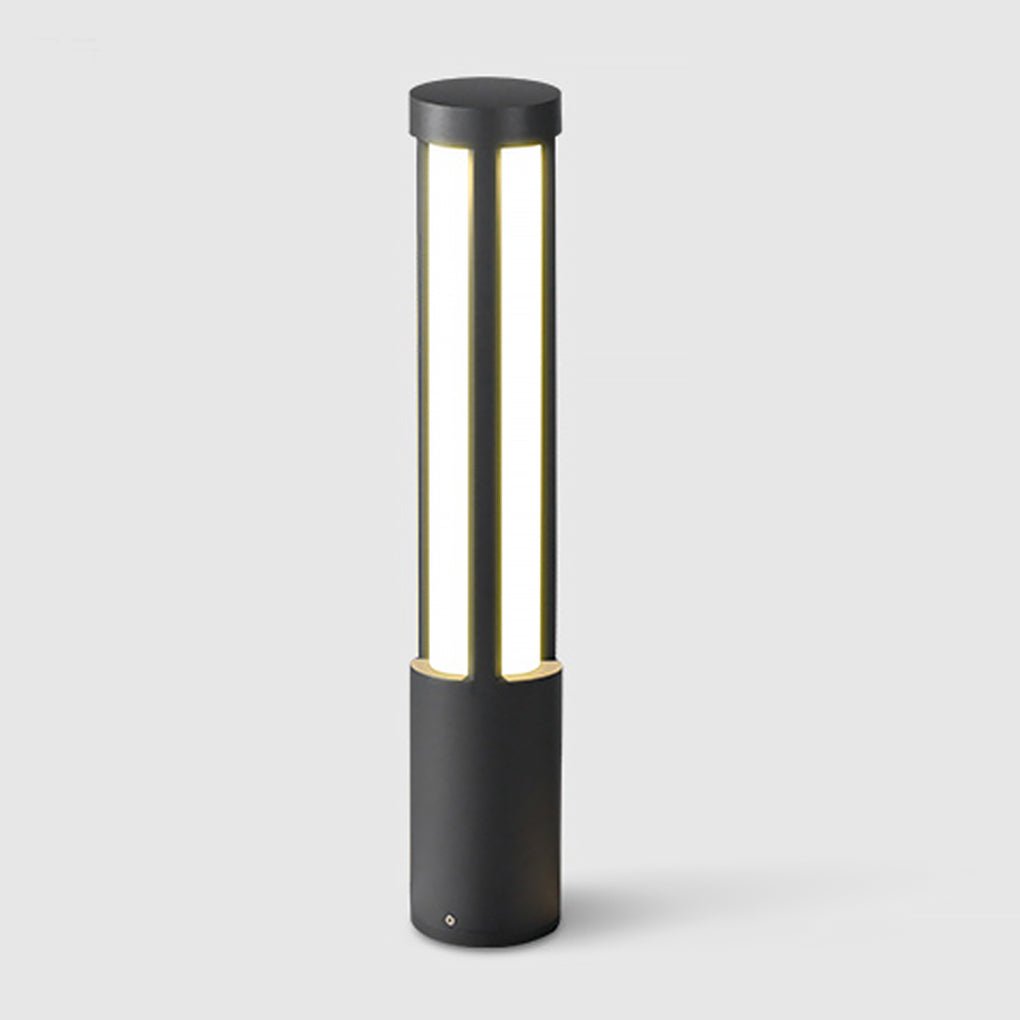 Residential bollard lights LED black outdoor landscape light provides ambient lighting for residential and commercial landscapes.