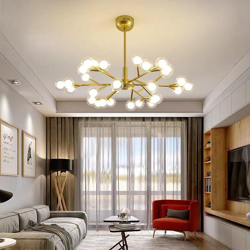 Novelty Iron Chandelier with 30 - Light glass orbs bubble, 33'' Wide, LED Lighting