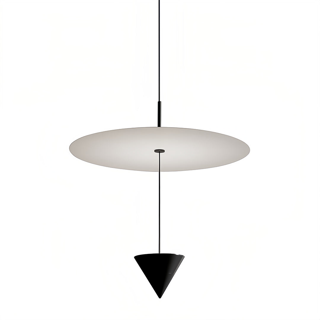 Elegant 1 light pendant featuring circular shade and conical black accent in sophisticated styling