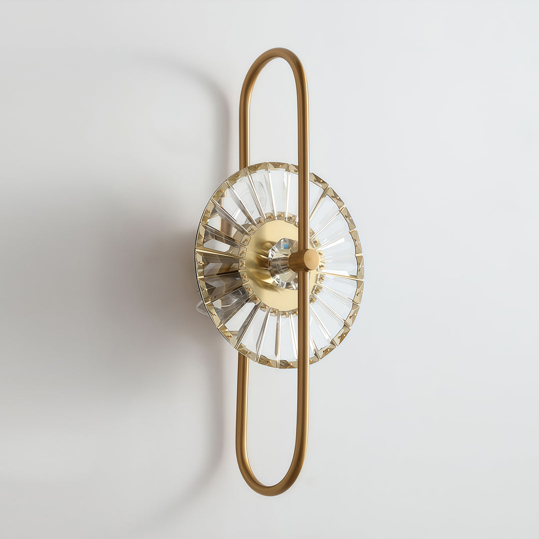 Elegant crystal wall sconces lighting with glass shade chandelier design shown in simple white interior setting.