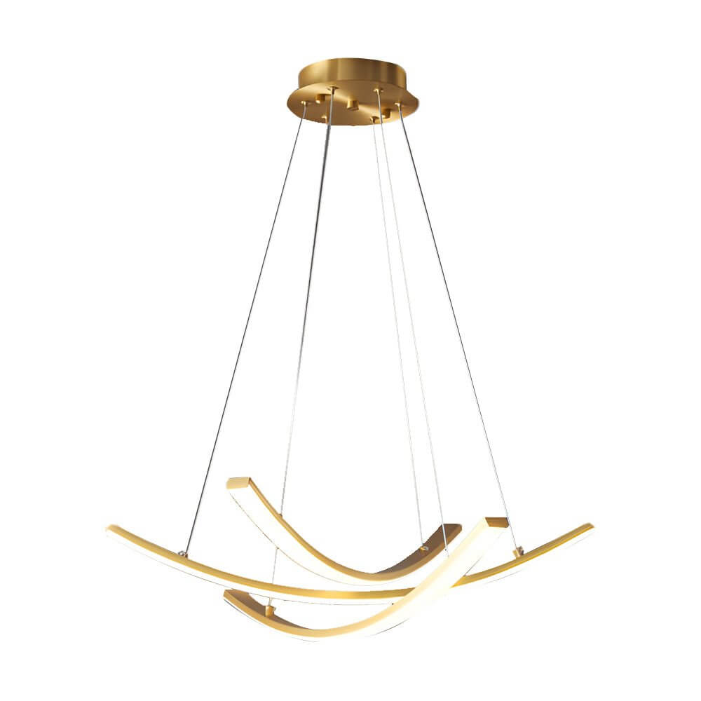 Elegant Curved Copper Strip Full - Spectrum LED Pendant Light