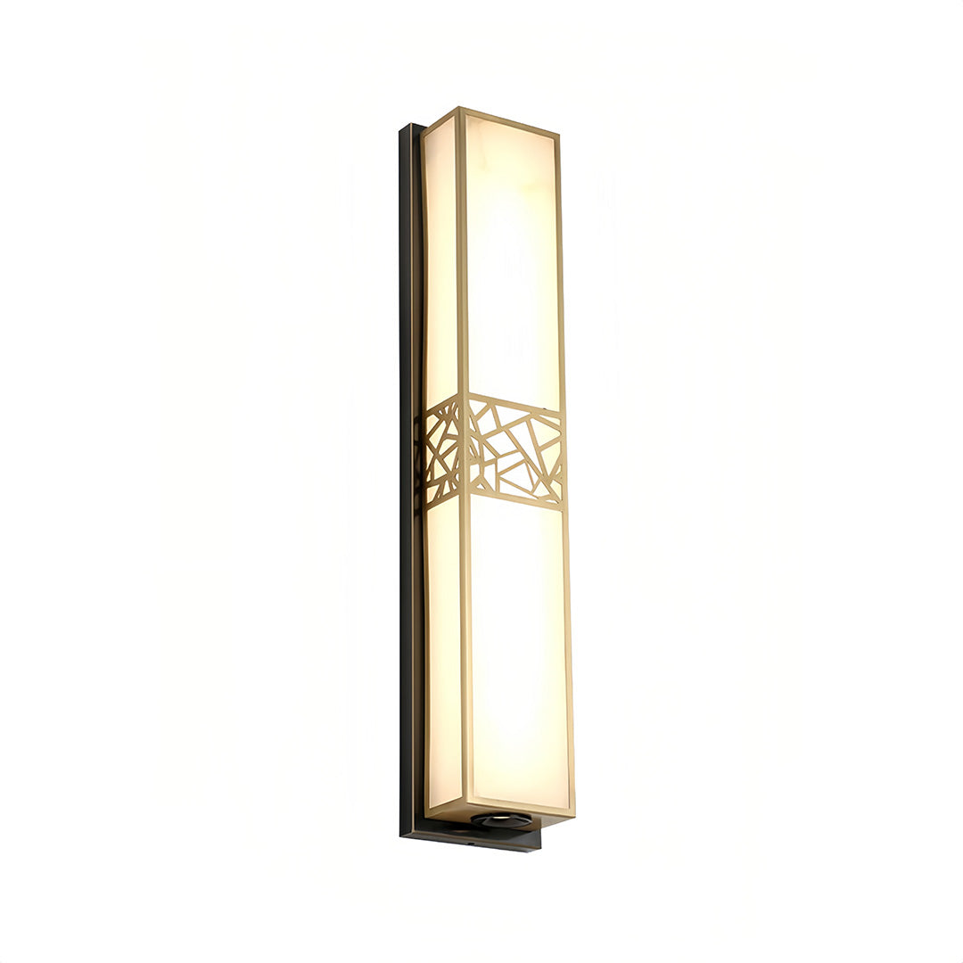 Elegant gold linear wall lighting with intricate design, adding a touch of sophistication to contemporary interiors.
