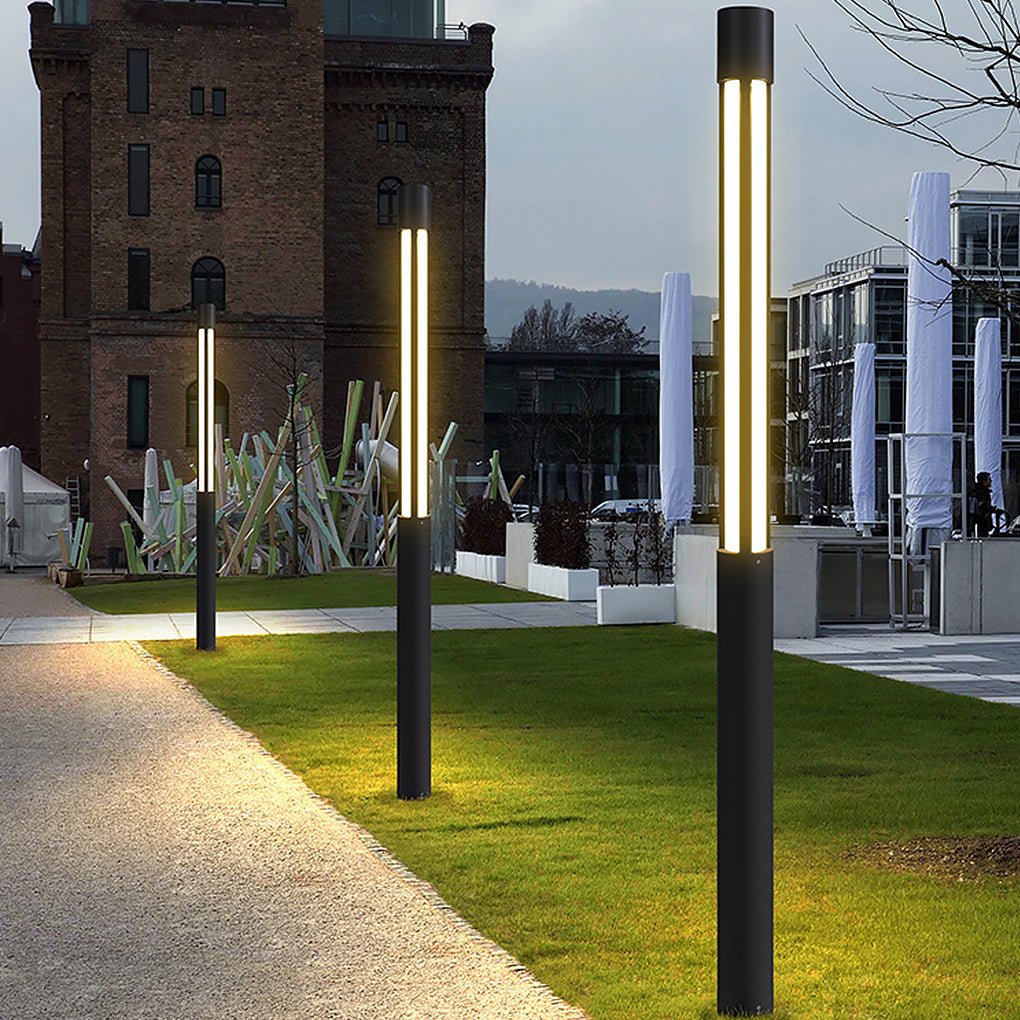 Residential bollard lights LED black outdoor landscape light delivers consistent, long-lasting illumination for exterior spaces.
