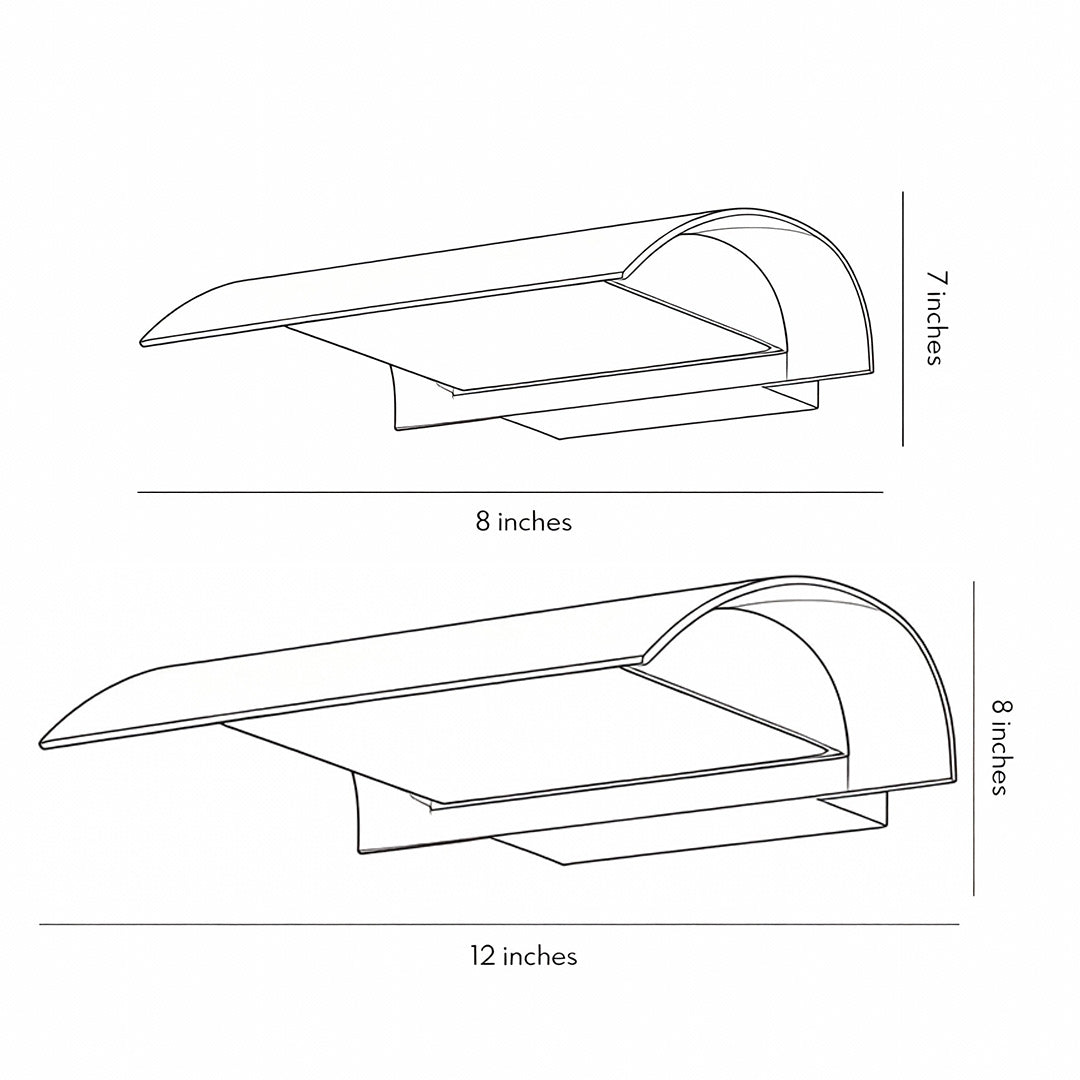 Dimension of exterior down wall lights showing compact fixture design.