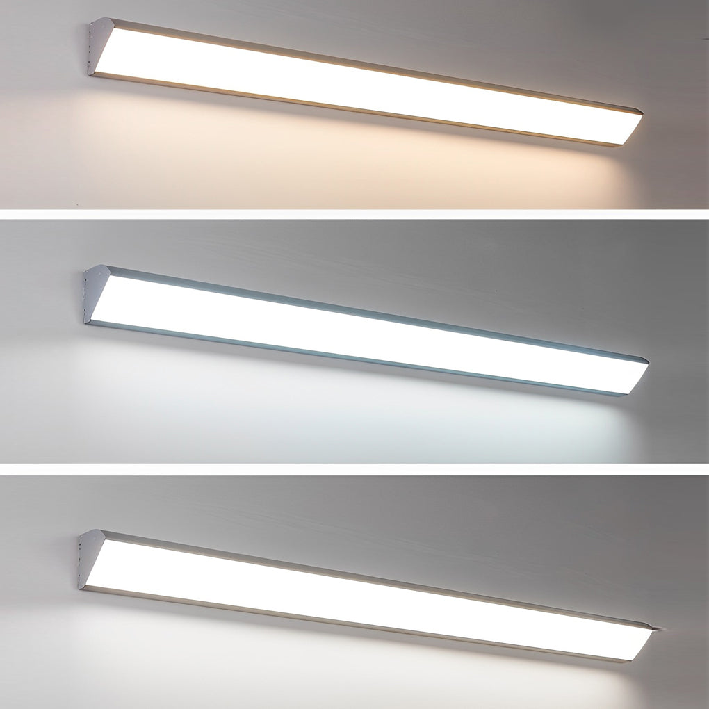 Comparison of exterior linear wall sconces showing different color temperatures.