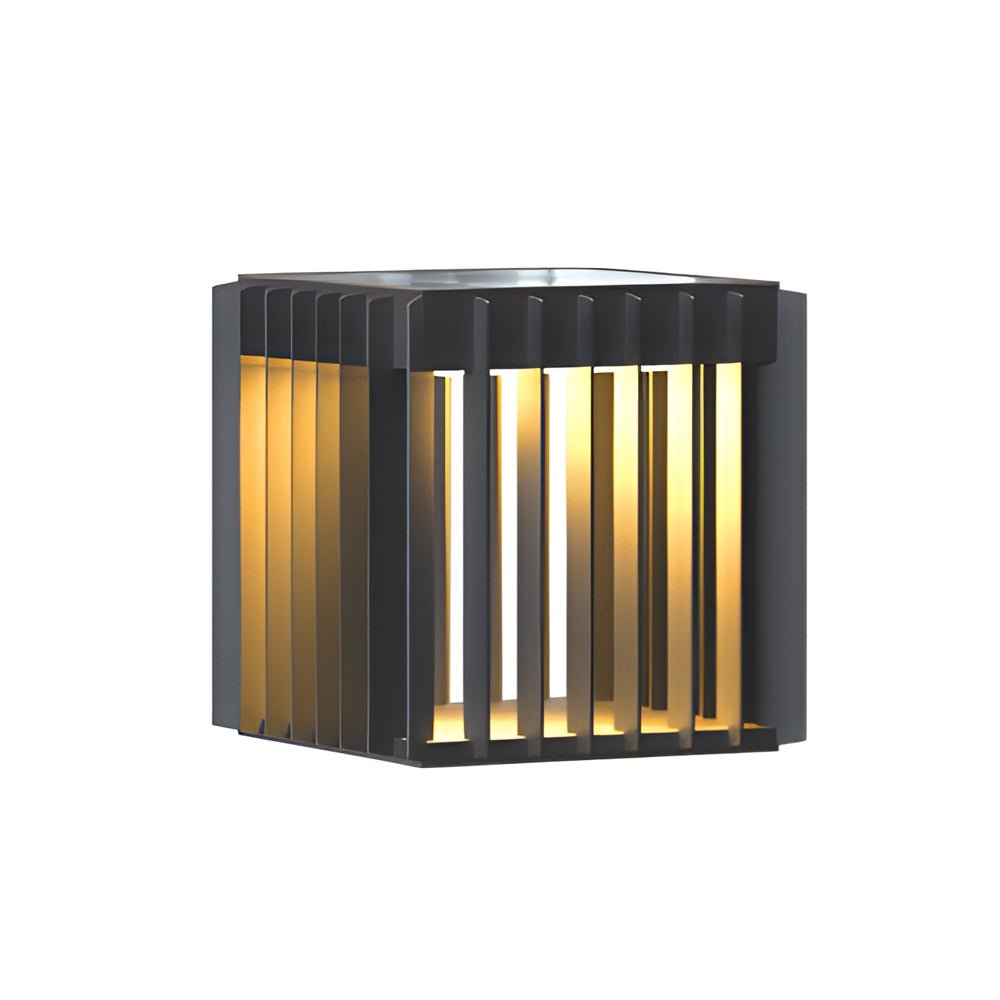 Exterior pillar lights with a 3D perspective, highlighting their vertical slats.