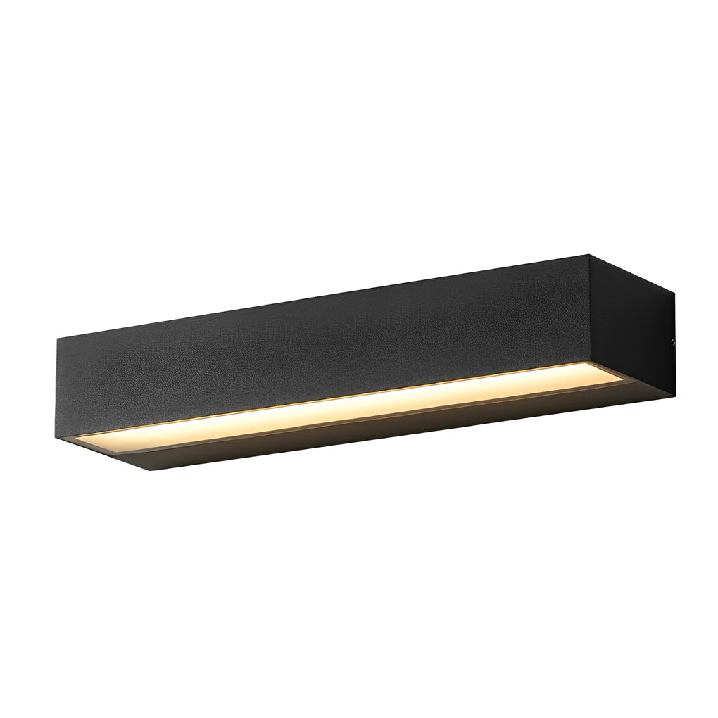 Exterior porch light fixtures isolated on white background showing rectangular black metal design.
