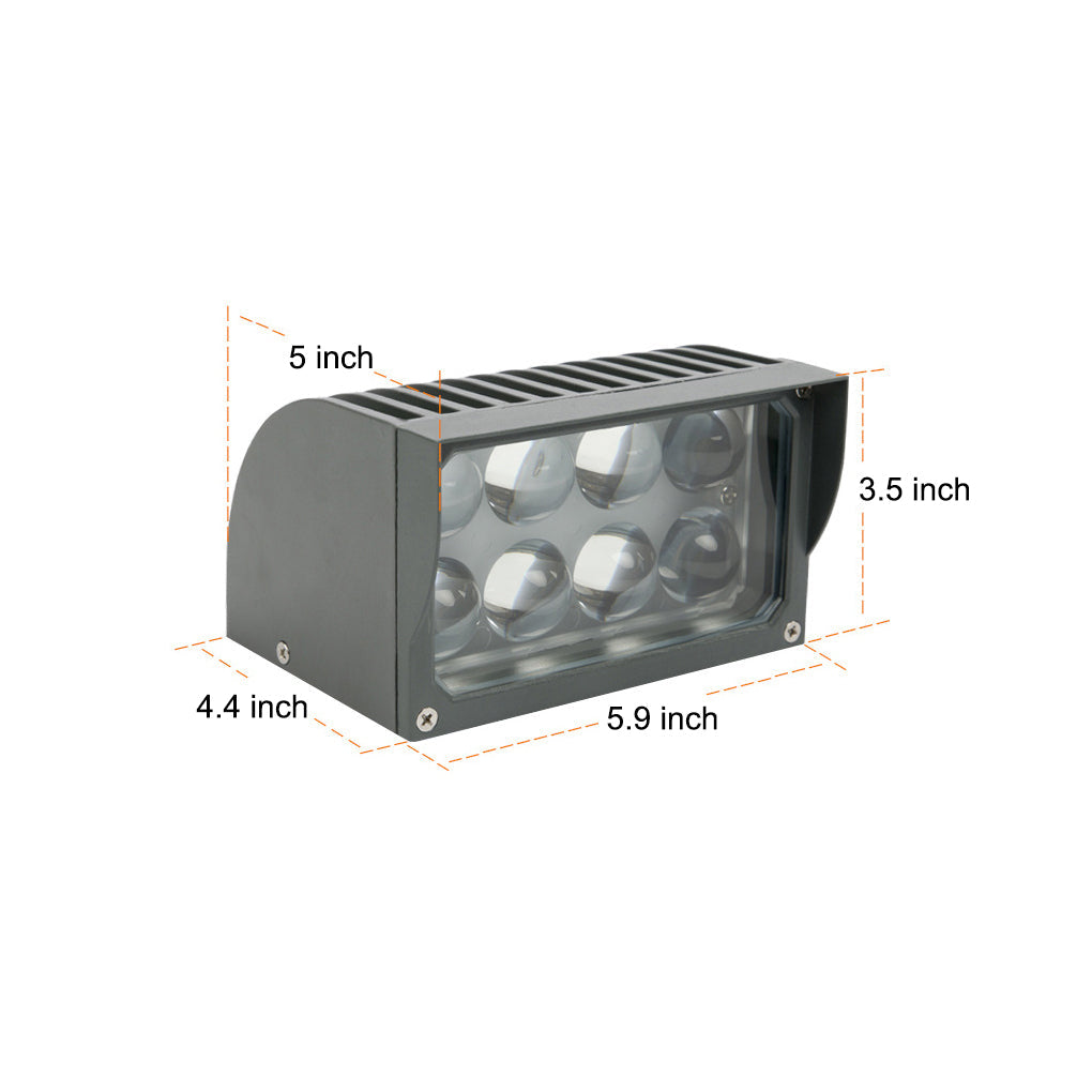 Facade spot lights dimension diagram illustrating fixture size and proportions for architectural installations.