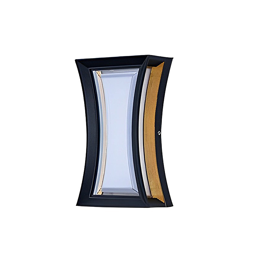 Fan shaped wall sconce with a close-up of its unique curved light pattern.