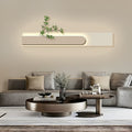 Faux sandstone wall light illuminating a modern living room with warm, ambient glow.