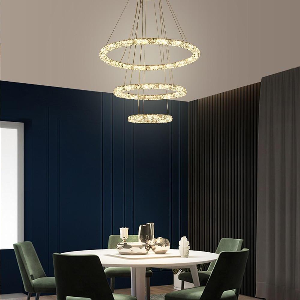 3/4 - Light LED Tiered Chandelier LED Crystal Ring Hanging Pendant Light
