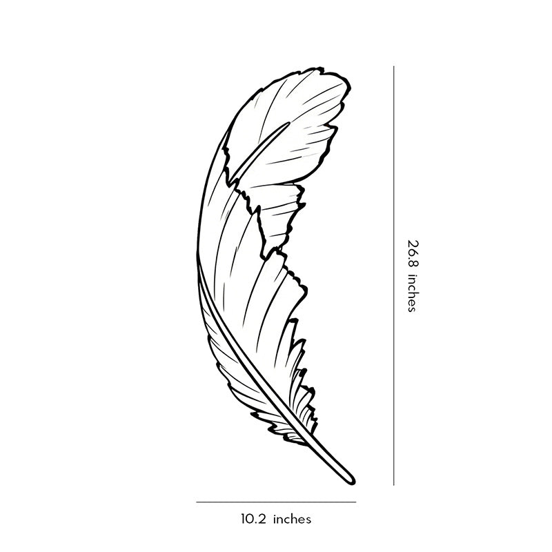Technical diagram showing dimensions and structure of feather LED wall lamp models.