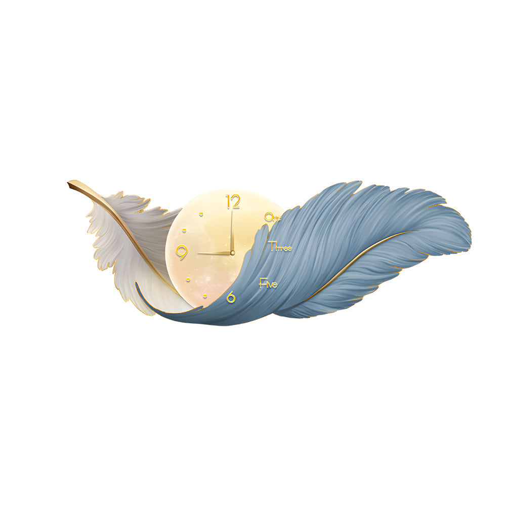 Blue accent feather wall lamp product image, showcasing color contrast and artistic wall lighting style.