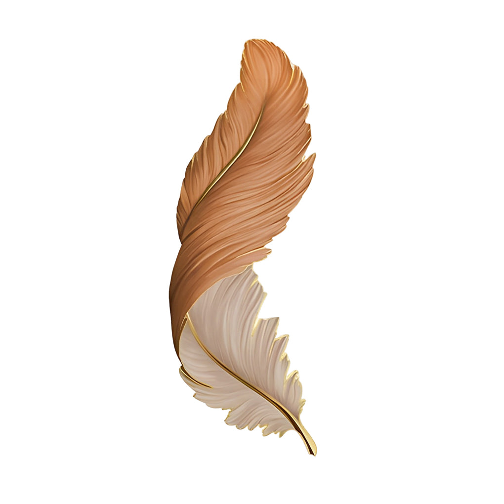 Single feather wall lamp in gold and white finish shown as product image.