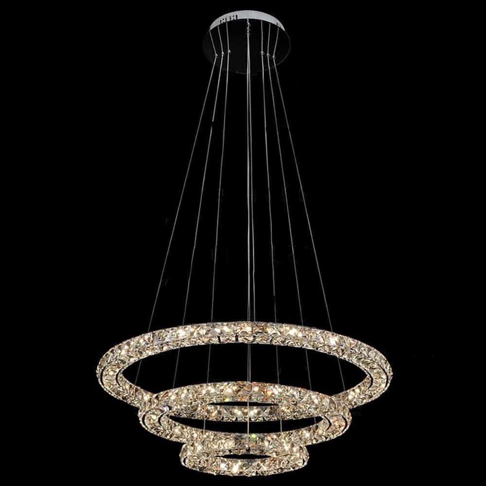 Luxury Crystal LED Chandelier 3 - Tier Geometric or Stacked LED Pendant light