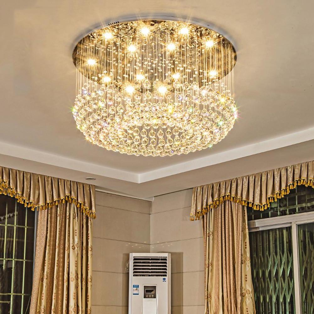 Glass - cicles Crystal LED Chandelier Drum Flush Mount Chandelier