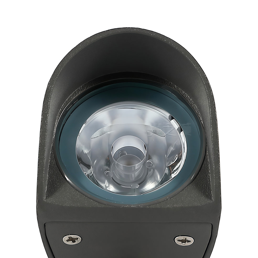 Front-facing view of decorative wall wash lighting with single LED lens.