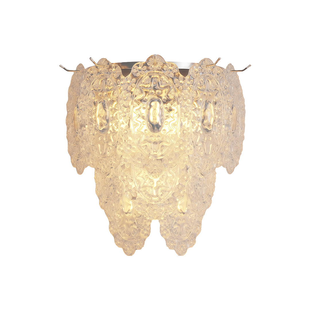 Art wall lights featuring frosted glass petals in elegant waterfall arrangement