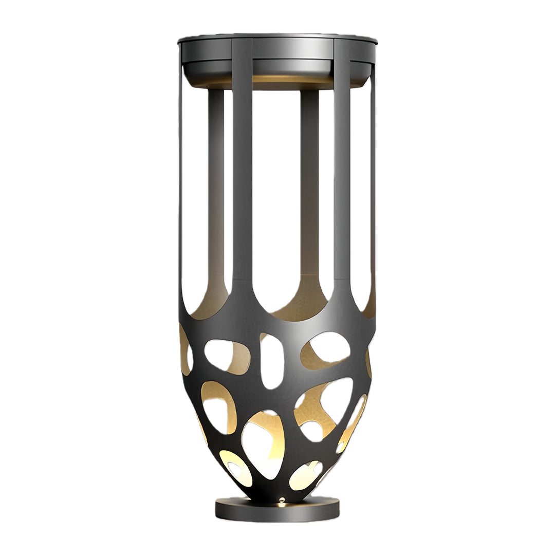 Full view of the tall contemporary lighted outdoor planter model, isolated for product showcase.
