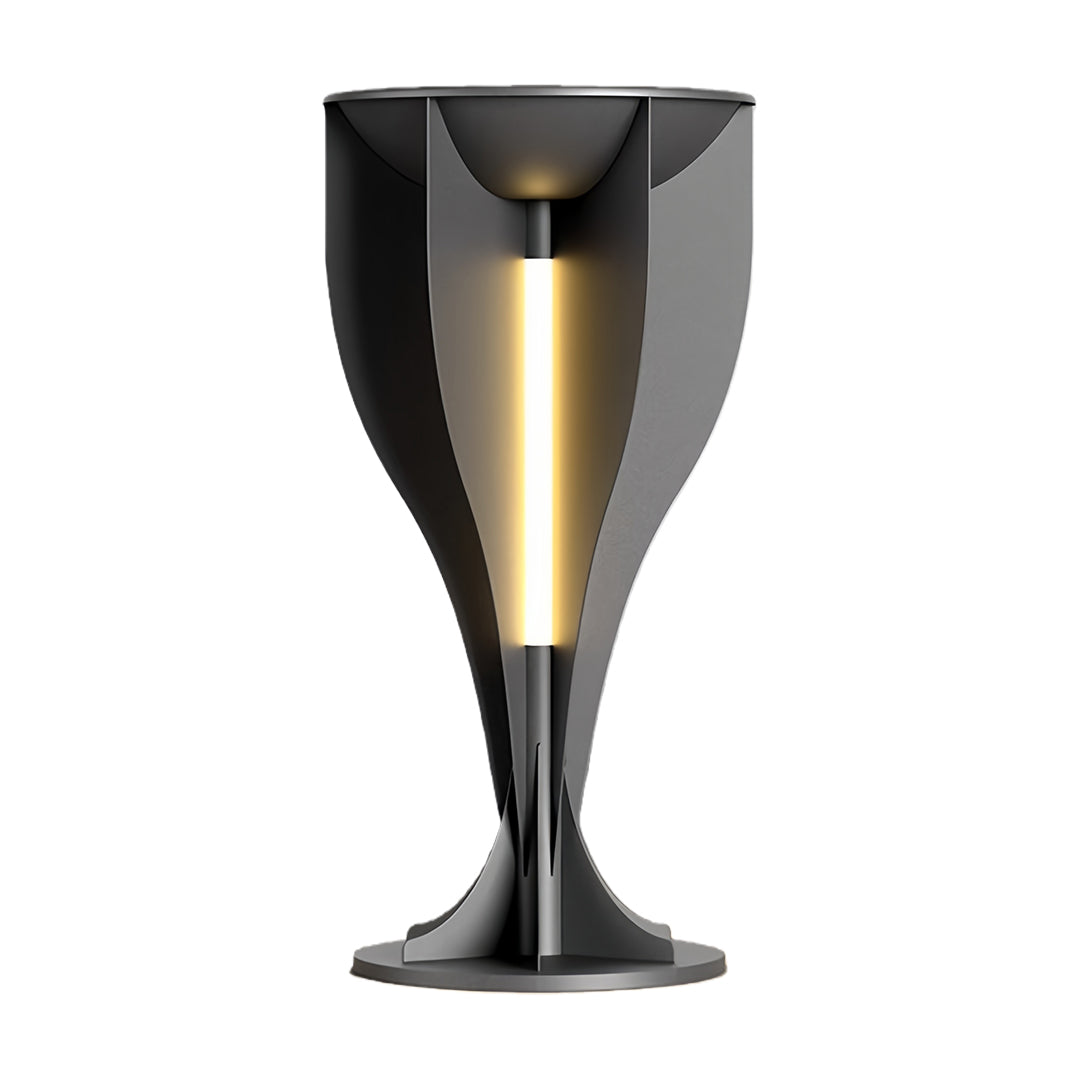 Full product view of the tall lighted planter showcasing its elegant shape and integrated vertical light.