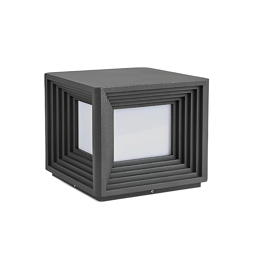 Gate pillar lights with a frosted glass front, displayed against a white background.