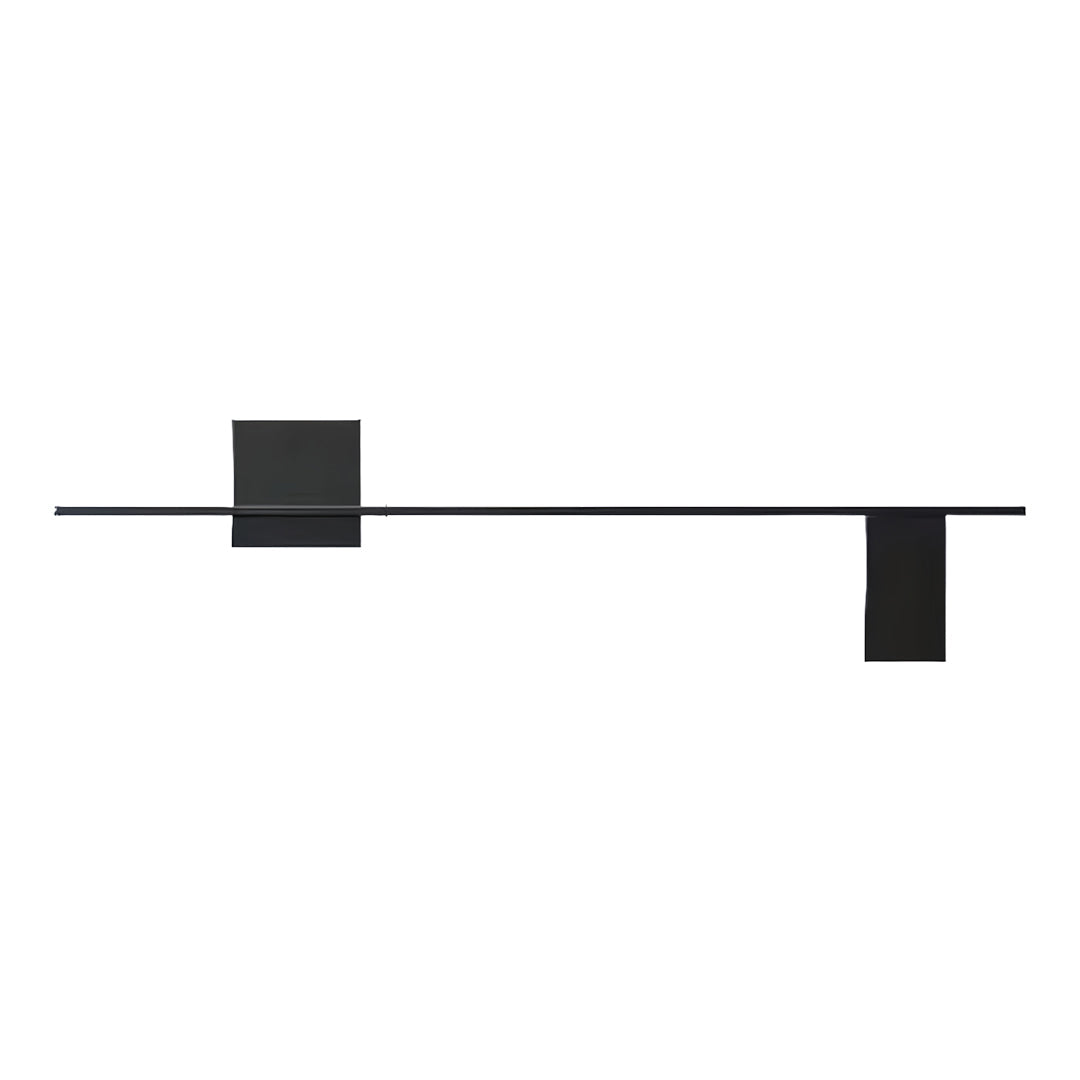 Close-up detail of decor wall lights showing black geometric form with warm LED illumination