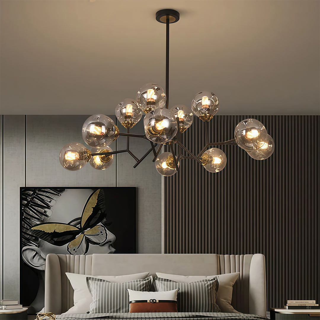 Bring refined style to your space with glass globe chandeliers and a nordic atmospheric luxury retro ceiling light for warm, elegant illumination.