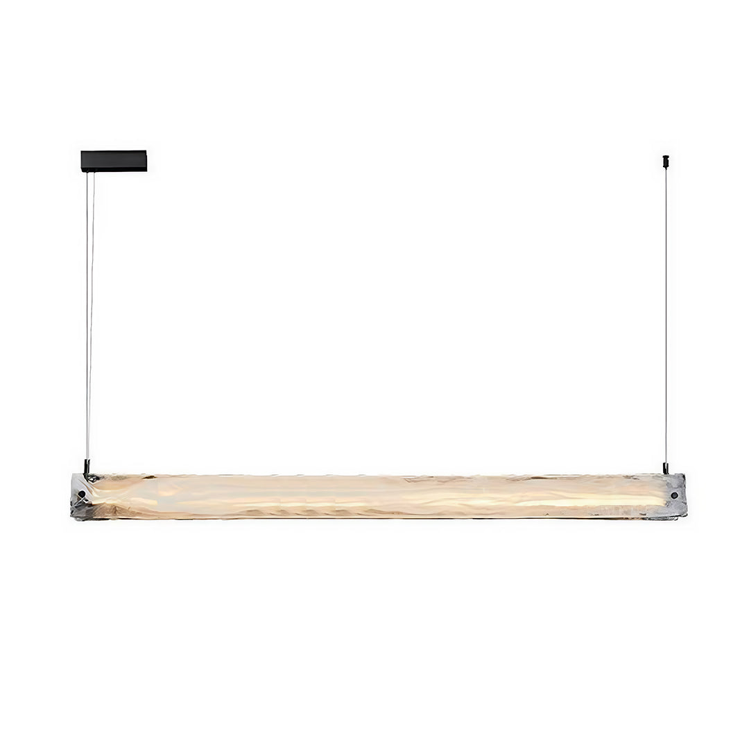 Stylish glass pendant light for kitchen combining glass and wood materials in modern design