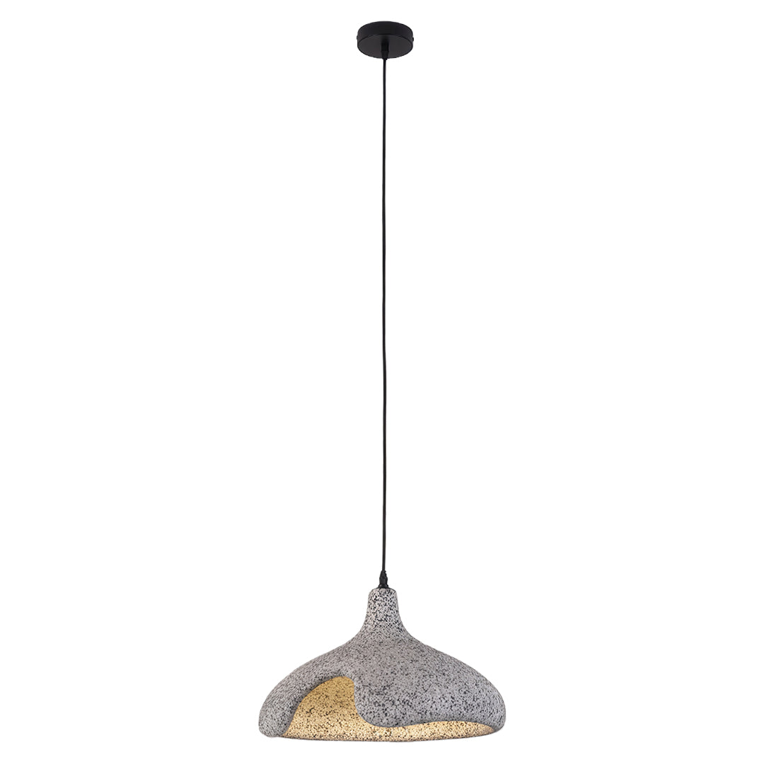 Gray cement pendant light with natural stone-inspired finish and minimalist aesthetic.