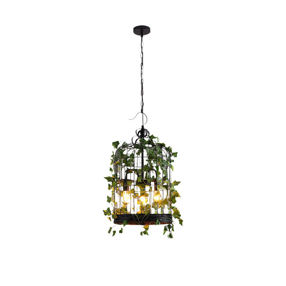 Hanging greenery with lights, showcasing a mix of eucalyptus and string lights.