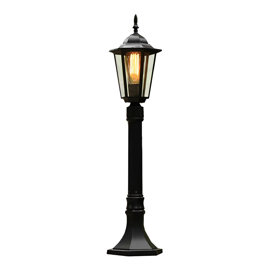 Hexagon path light with multiple units arranged for modern outdoor lighting.
