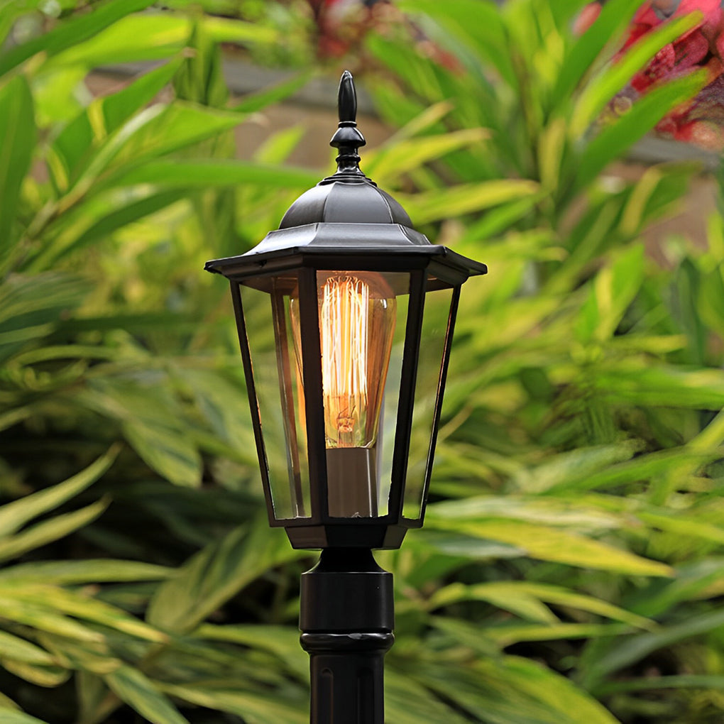 Hexagon path light with side view showing depth and light diffusion.