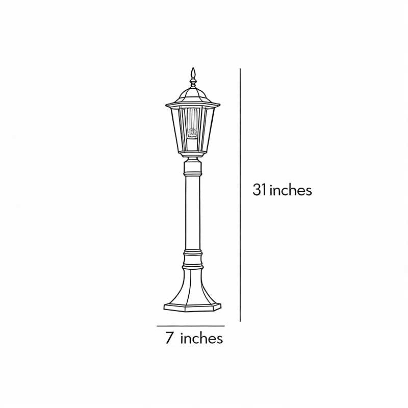 Technical diagram showing dimensions and structure of hexagon path light models.